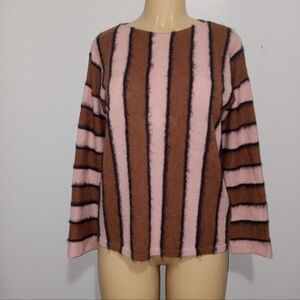 ROBERTO COLLINA PINK, BROWN, & BLACK STRIPED SWEATER SZ XLG